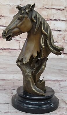 #ad LARGE Vintage BRONZE Equestrian HORSE BUST Old HUNT Race CLUB Sculpture Art Sale $129.50