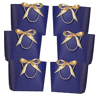 #ad Gift Bags with Handles 14x10x4inch Paper Party Favor Large Pack of 6 Navy $22.07