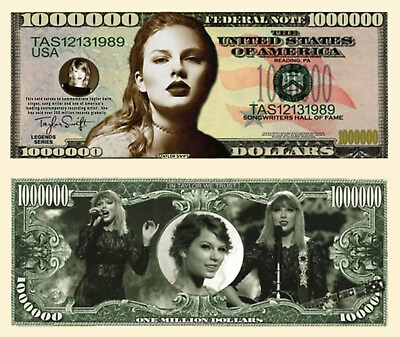 #ad new Taylor Swift Million Dollar Bill Play Funny Money Novelty Note FREE SLEEVE $1.78