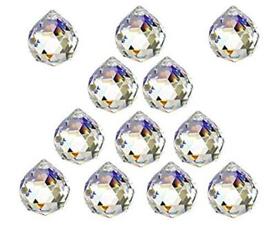 #ad 12 Pcs Crystal Ball Prism Suncatcher Rainbow Pendants Maker Assorted Sizes $14.27