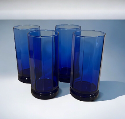 #ad Anchor Hocking Tall Glasses Essex Cobalt Blue Set Of 4 Tumblers Iced Tea 16 oz $32.00