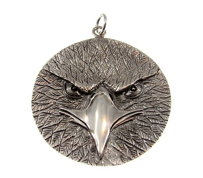 #ad Handcrafted Solid 925 Sterling Silver Giant Bald Eagle Head Face Large Pendant $64.93