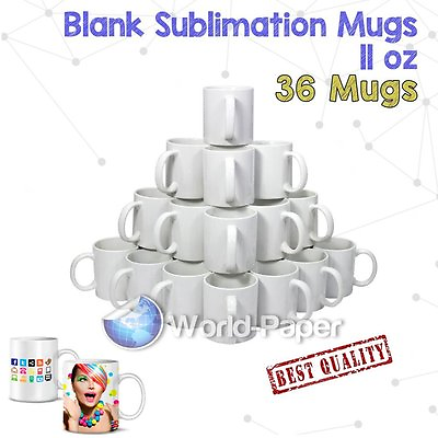 #ad Sublimation Mugs White 11oz Coated Cup Blank Heat Press Printing Transfer X36 #1 $79.00