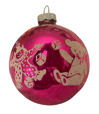 #ad SHINY BRITE Pink Mercury Glass VTG Christmas Ornament Child#x27;s Toys Stencil 2.75quot; $12.59