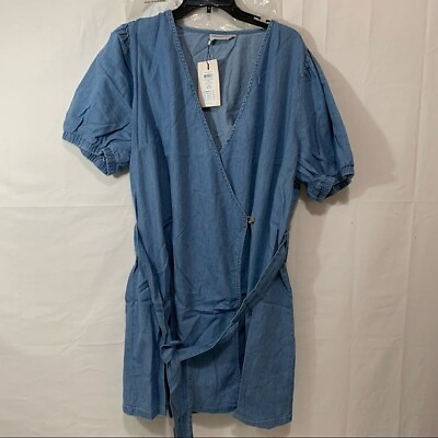 Only Curve for ASOS chambray wrap mini dress in light blue Size 18 UK 22 $21.00