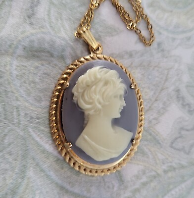 #ad VINTAGE BLUE CAMEO set in Victorian Style PENDANT SETTING $16.00