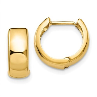 #ad 14K YELLOW GOLD SMALL ROUND HINGED HOOP EARRINGS HUGGIE HOOPS 4mm 0.5 INCH $111.99