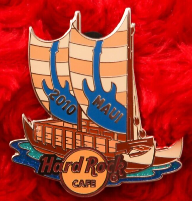 #ad Hard Rock Cafe Pin MAUI Catamaran Sail Boat guitar ship hat lapel hawaii $13.59