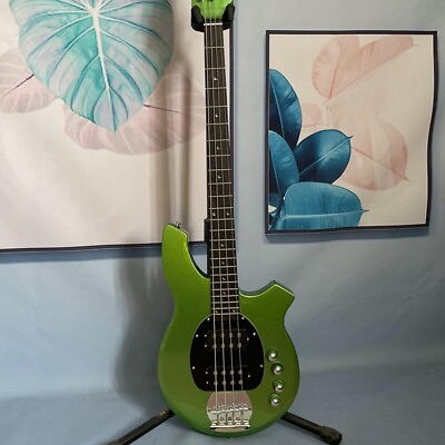 #ad 4 Strings Metal Green Electric Bass Solid Open HH Pickups Active Pickup 24 Frets $252.00