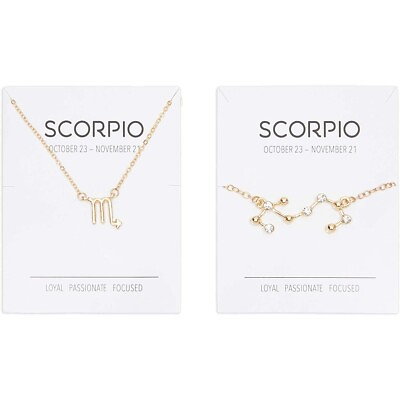#ad #ad Scorpio Zodiac Necklace and Bracelet Astrology Jewelry Sets for Women $9.99