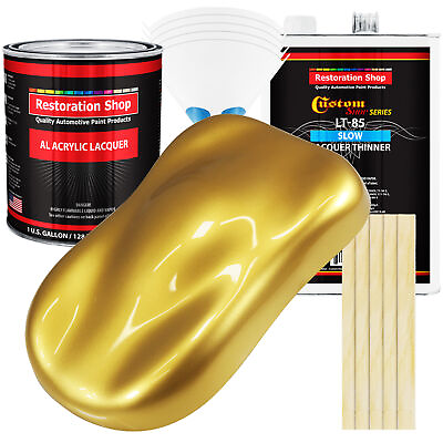 #ad Anniversary Gold Metallic Acrylic Lacquer Gallon Auto Paint Kit Slow Thinner $358.99