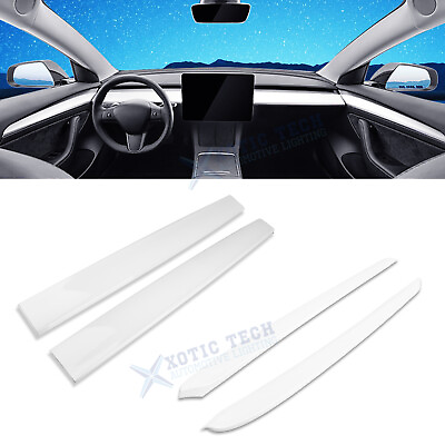 #ad Set Gloss White Dashboard Door Panel Trim For Tesla Model 3 Model Y 2021 up $59.99