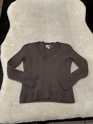 #ad Susina Womens 100% Cashmere V Neck Pullover Medium Sweater Long Sleeve $25.99
