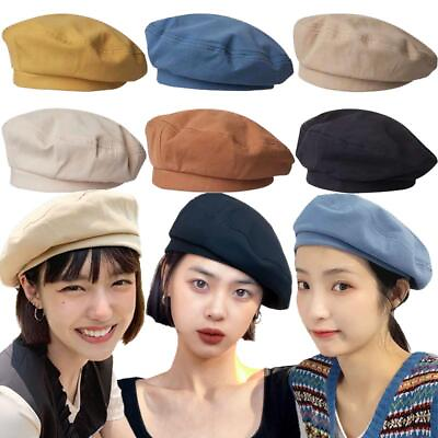 #ad Fashion Solid Color Berets for Women Cotton Spring Summer Painter Hat Girls Hat $10.99