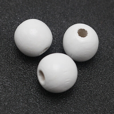 #ad 50pcs White 14mm 0.55quot; Round Wood Beads Wooden Beads Jewelry Craft DIY $3.39