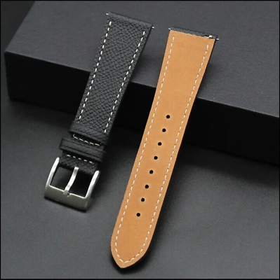 #ad Black Watch Band Strap 20mm Top Grain Leather Palm Pattern Quick Release $29.99