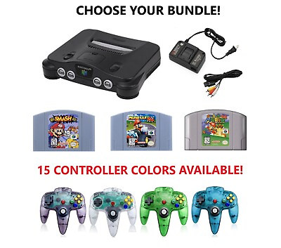#ad REFURBISHED N64 Nintendo 64 Console CHOOSE BUNDLE Mario Mario Kart or Smash $229.95