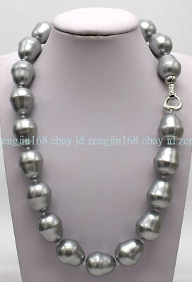 #ad Fashion Pretty 20mm Gray Baroque Gourd Shell Pearl Beads Necklace Jewelry 18quot; $18.89