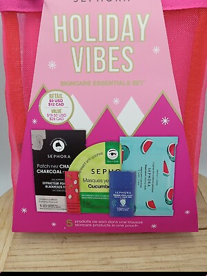 #ad SEPHORA COLLECTIONHoliday Vibes 5 Piece Skincare Essentials Set in Pouch $24.89