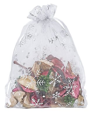 100PCS Christmas Organza Bags 4X6 inches Snowflake Drawstring $14.99