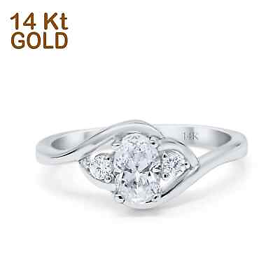 #ad 14K White Gold Oval Bridal Wedding Engagement Ring Simulated CZ $162.89