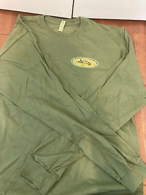 #ad “Size Matters” Fly Fishing Trout Shirt long sleeve Large cotton Green $14.95