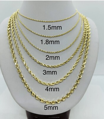#ad 14K Diamond Cut Solid Gold Rope Chain Necklace Men#x27;s Women#x27;s 1.5mm 5mm Sz16quot; 30quot; $1448.36