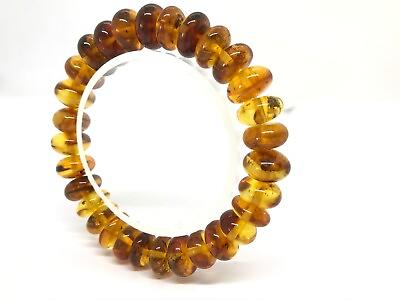 #ad AMBER BRACELET Insects Gift Fossil Baltic Amber Donut Tablet Beads 13g 18525 $288.10