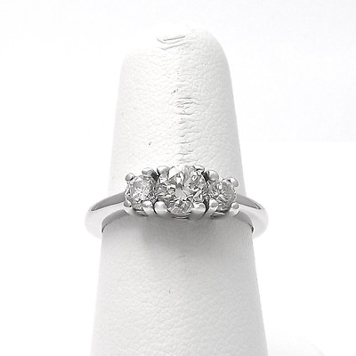 #ad 14K Gold Past Present Future 3 Diamond Engagement Ring Anniversary Band $948.10