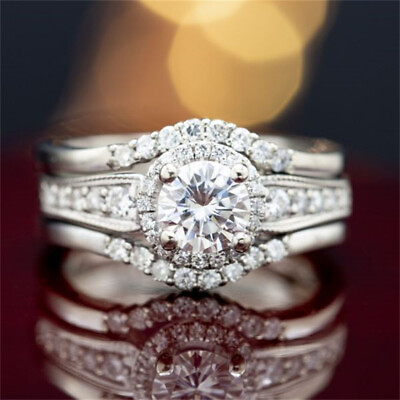 #ad Fashion Jewelry 925 Silver Plated Cubic Zircon Ring Women Wedding Gift Sz 6 10 C $3.74