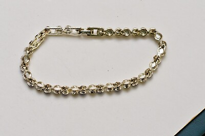 #ad Vintage Avon 2002 Sparkling Sapphire color Crystal Tennis Bracelet Earrings Set $14.00