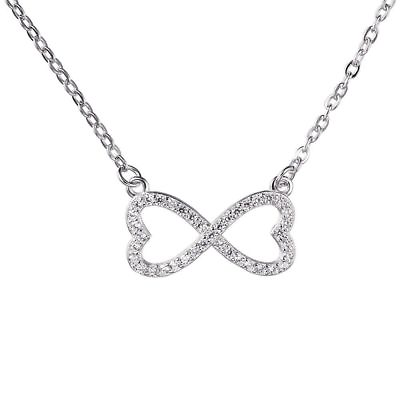 LADIES STERLING SILVER INFINITY HEART NECKLACE CRYSTAL PENDANT ETERNITY GIFT GBP 19.99