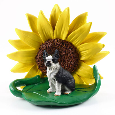 #ad Boston Terrier Sunflower Figurine $24.99