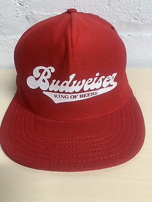 #ad Vintage Budweiser King Of Beers Snapback Hat Cap Bud Red White Made In USA $19.99
