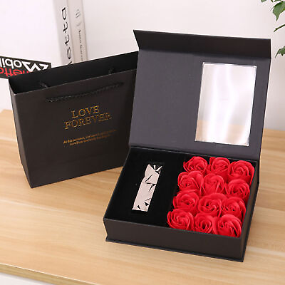 #ad Valentine#x27;s Day Gift Rose Soap Box Flower Ring Necklace Cosmetic Lipstick Decor $11.92