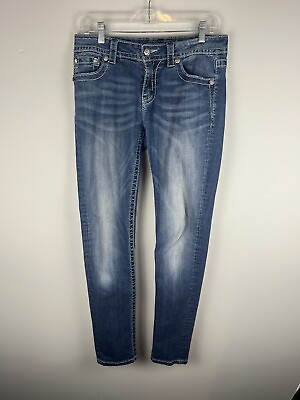 #ad Miss Me quot;Fleur De Lisquot; Embroided Animal Prnt Mid Rise Skinny Jeans Size 29 x 31 $20.99