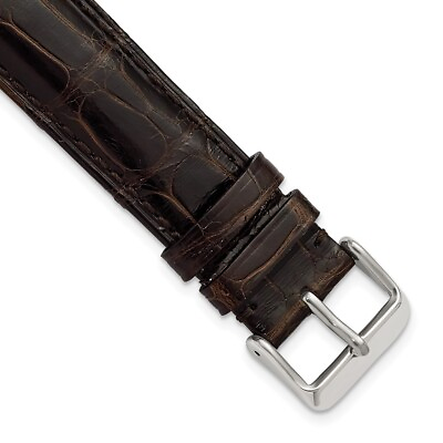 #ad DeBeer 19mm Genuine Alligator Brown Chrono Silver tone Buckle Watch Band $230.40