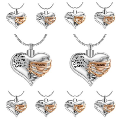 #ad Heart Cremation Urn Ashes Keepsake Pendent Family Member Memorial Necklace $13.99