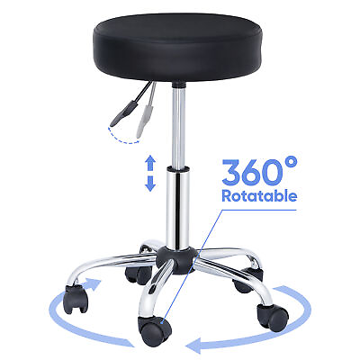 #ad Hydraulic Rolling Stool Swivel Salon Chair Office Tattoo Adjustable Height Black $35.58