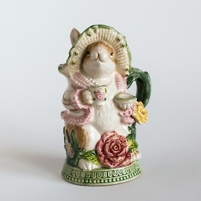 #ad Kaldun amp; Bogle Bud Vase Hand Painted Bunny Rabbit Floral $36.87