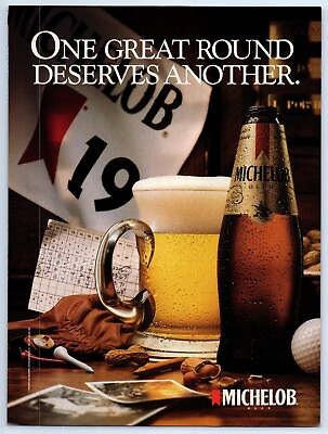 #ad Michelob Beer quot;One Great Round Deserves Anotherquot; Golf 1988 Print Ad 8quot;w x 11quot;t $12.99