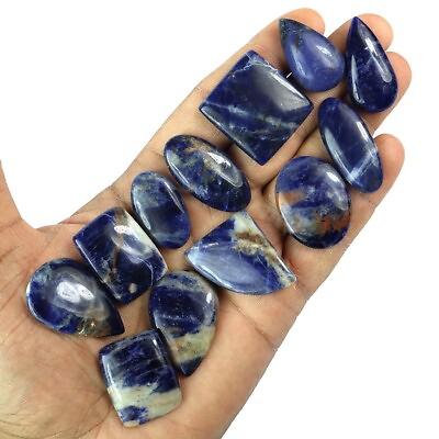 #ad 439 Ct 17 Pc Natural Blue Sodalite Mix Cabochon Gemstone 23 36 mm Wholesale Lot $18.89