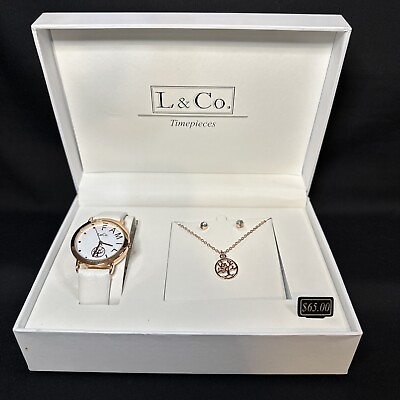 #ad Watch Necklace amp; Earring Set NEW Rose Gold Color Family Theme Tree Bling GIFT $24.95
