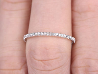 14K White Gold Over 0.25Ct CZ Half Eternity Gift Wedding Band Silver Ring $52.78