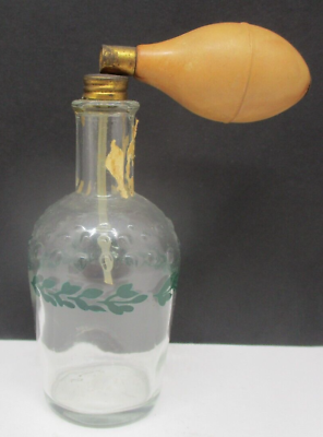 #ad #ad Vintage Perfume Bottle Atomizer with Green Painted Leaves $17.99