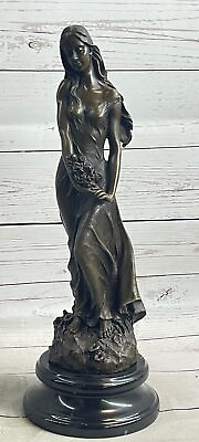 #ad Signed Original French Milo Bridal Gift Bride with Bouquet of Flower Bronze Figu $349.00
