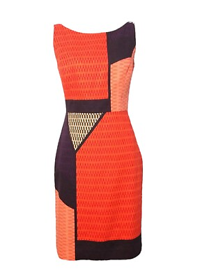 #ad Anthropologie Tabitha Swallowtail Colorblock Orange Sheath Dress Size 2 B9 Mcv $45.00