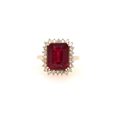 #ad 8 Carat Ruby Ring w an Earth Mined Diamond Halo Solid 14K Yellow Gold $1869.00