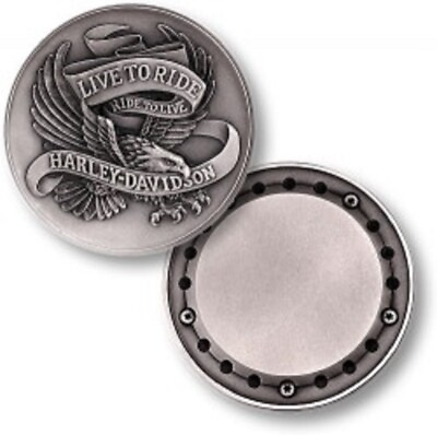 #ad Harley Davidson Live to Ride Stylized Derby 1.75oz Silver Challenge Coin $79.99