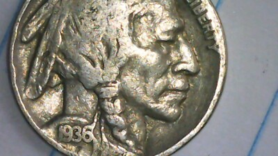 #ad 1936 P Buffalo Nickel 5 Cent Piece free shipping $5.00